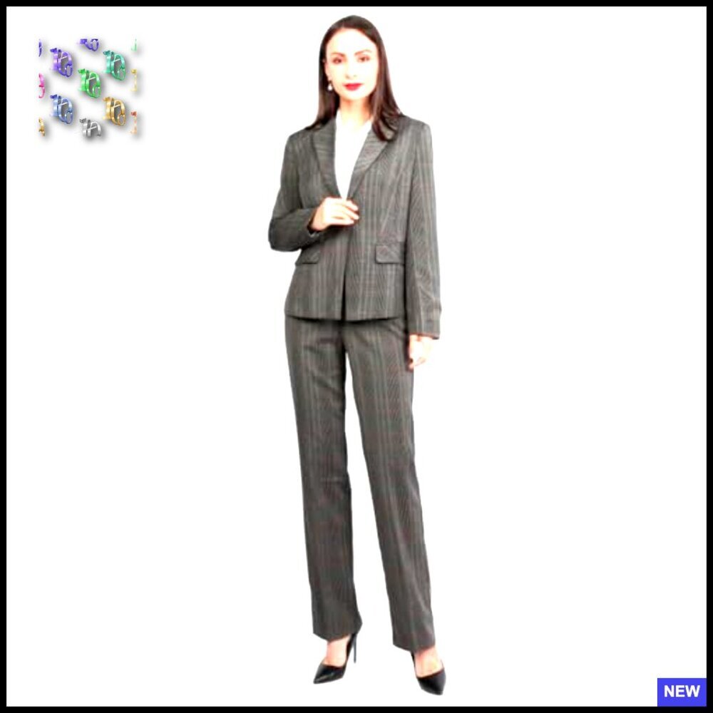 Vintage Plaid Suit Set Two Piece Blazer Pants Classic Elegant Office Wear - Picture 5 of 7